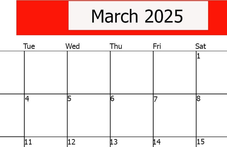 March 2025 Calendar Printable, Horizontal/vertical Calendar Digital