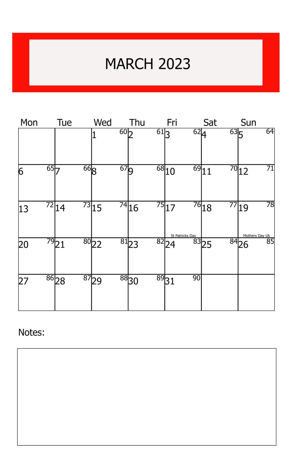 Calendar March 2023 Printable Calendar Planner March 2023 | Etsy