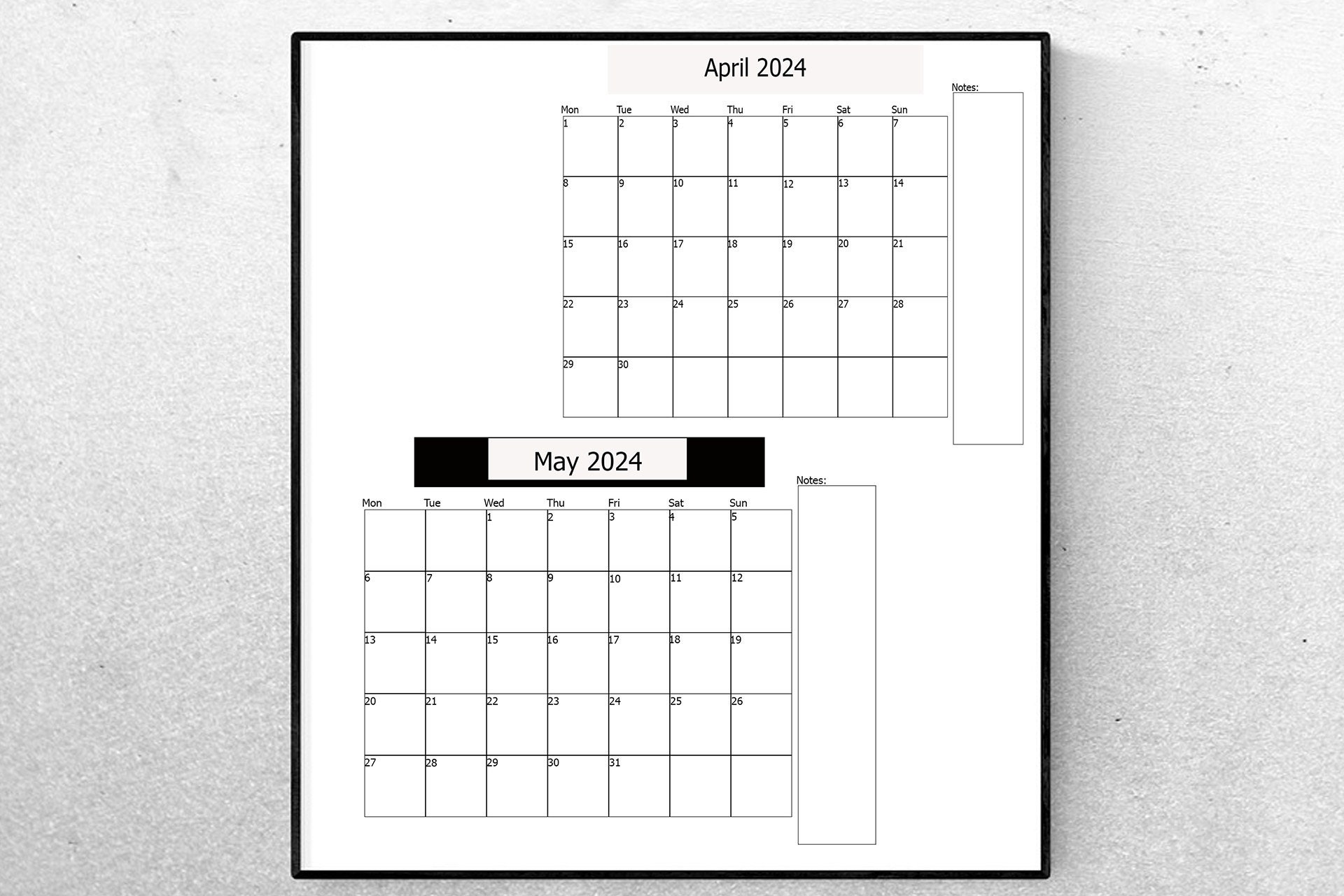 Calendar Printable April May Calendar Monthly Calendar Printable 2024 April  and May Calendar - Etsy