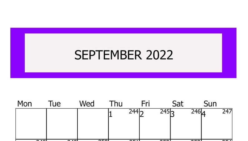 Printable 2022 Calendar Vertical Portrait Planner September | Etsy