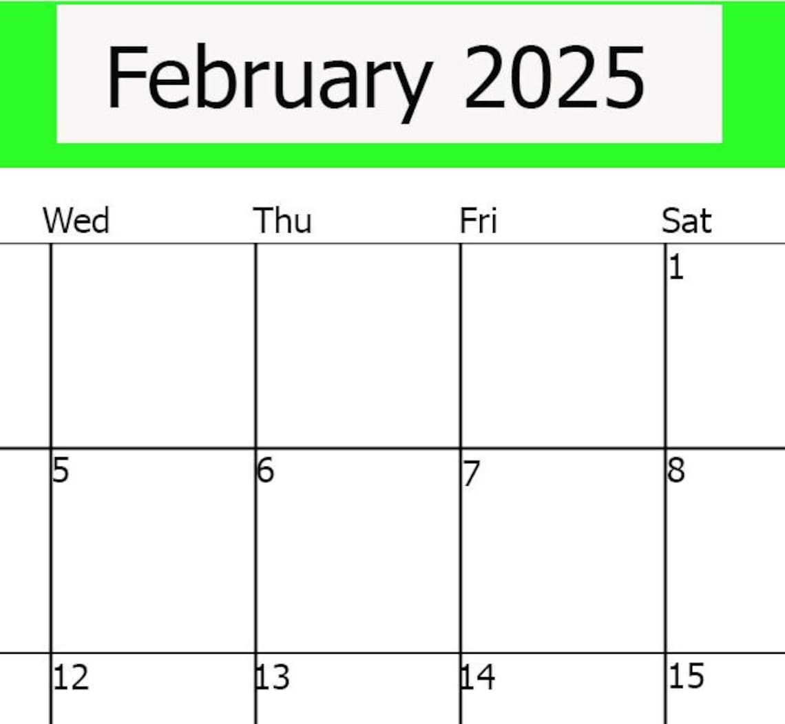 February 2025 Calendar Printable, Calendar February 2025 Printable, Student Digital Calendar