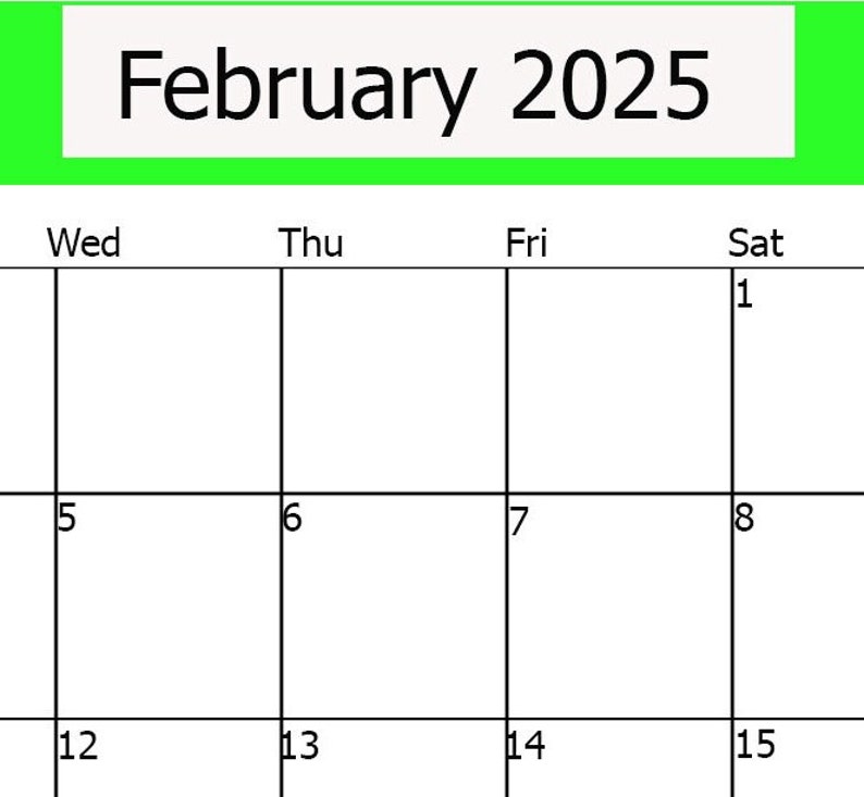 February 2025 Calendar Printable, Calendar February 2025 Printable, Student Digital Calendar