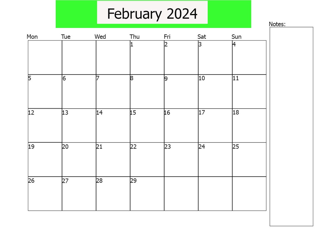 February Editable Calendarcalendar Monthly Printablefebruary Etsy