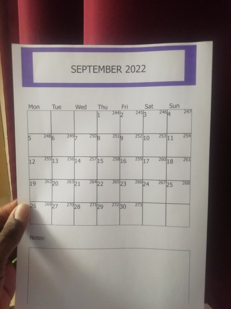 Printable 2022 Calendar Vertical Portrait Planner September | Etsy