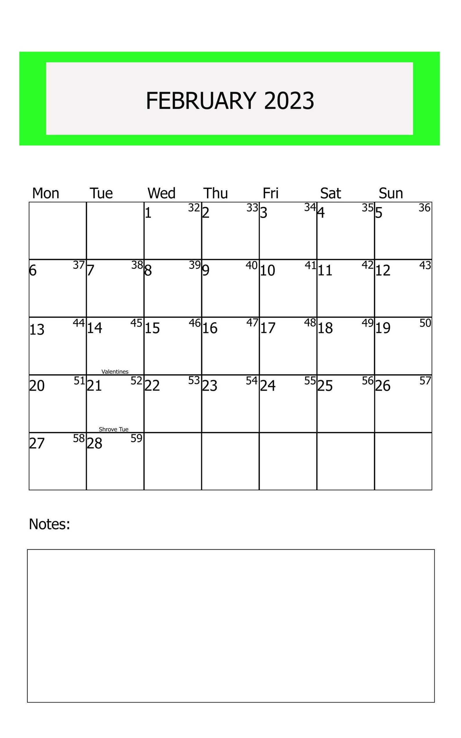 February 2023 Calendar Printable - Etsy