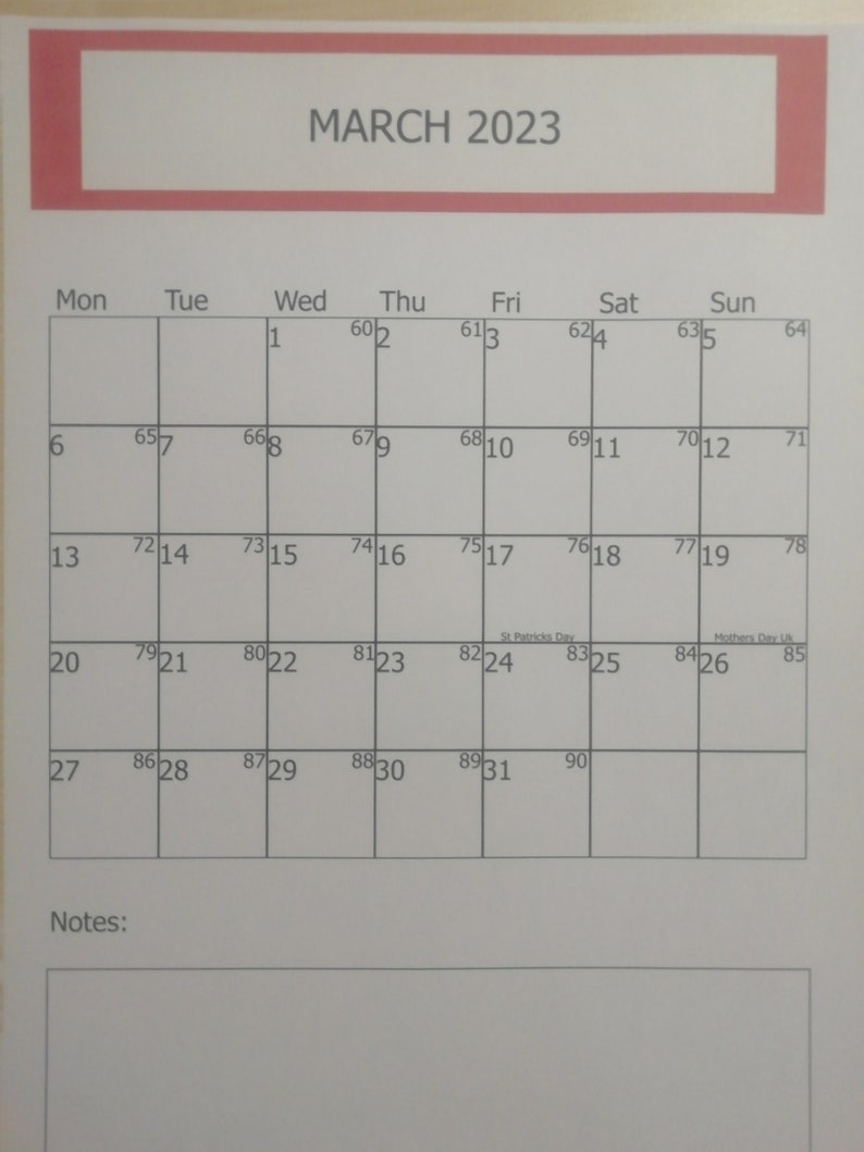 Calendar March 2023 Printable Calendar Planner March 2023 | Etsy