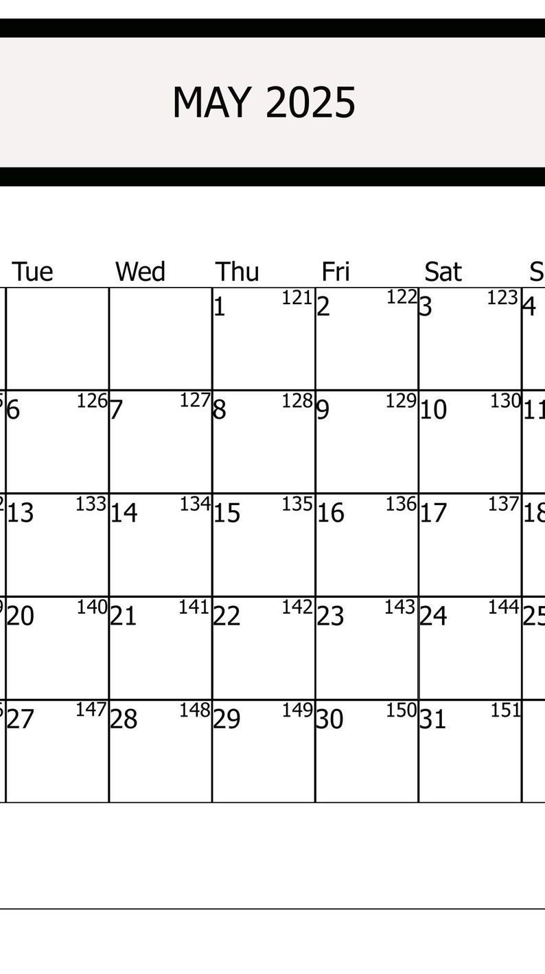 Digital May Calendar, May 2025 Printable Calendar, VERTICAL PRINT