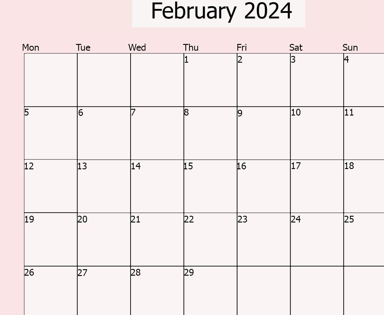 February 20242024 Printable Calendarpink Themed Calendarjpeg