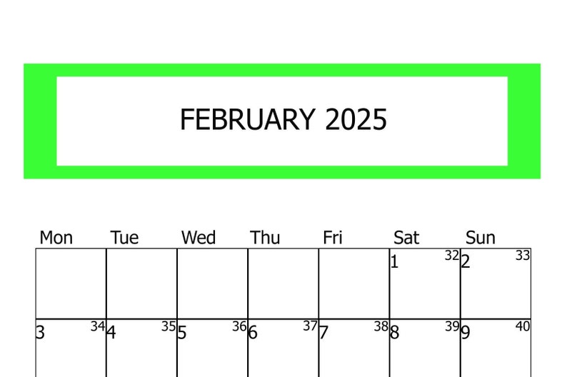 2025 February Digital Printable Calendar, Valentines, Student Calendar