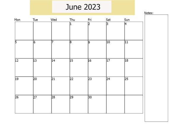 June 2023 Calendar Printable Horizontal UK /vertical Calendar - Etsy