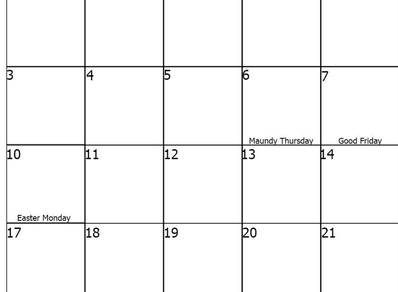 April 2023 Digital Calendar Printable Horizontal UK Calendar - Etsy