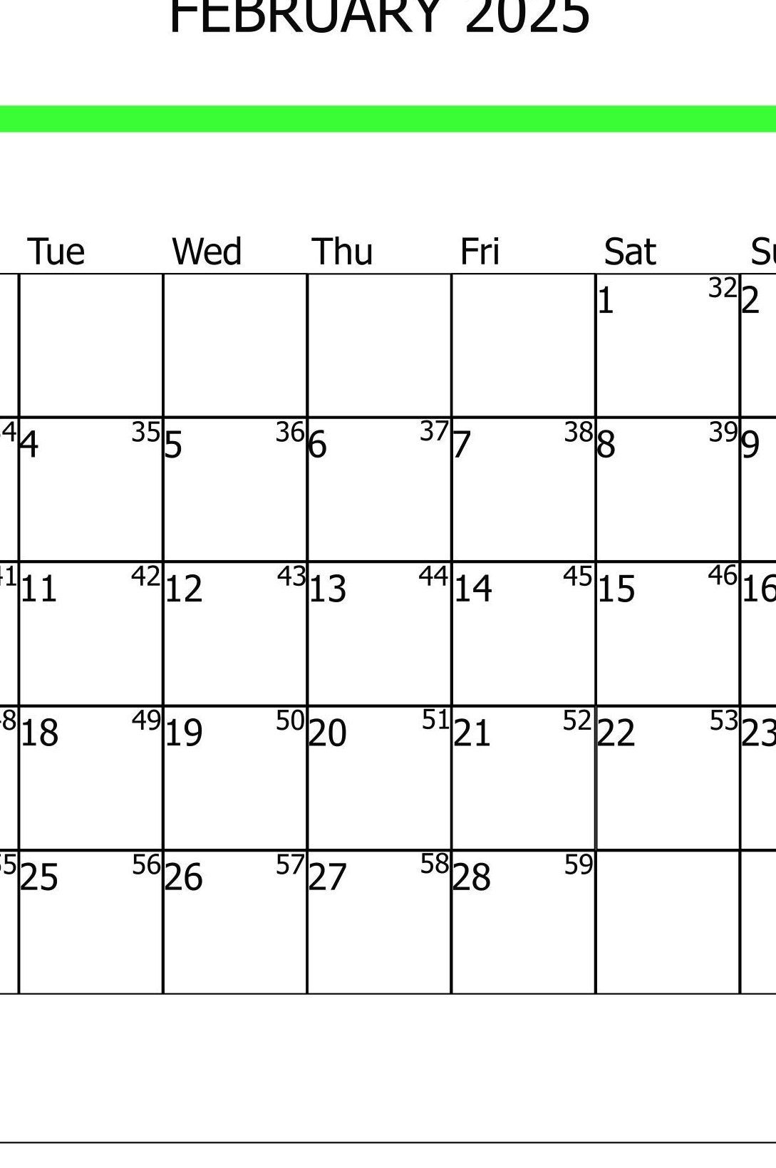 February Printable Calendar2025 Calendarhorizontal Calendarjpeg