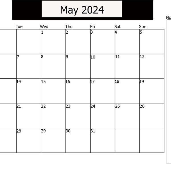 May 2024 Calendar Etsy