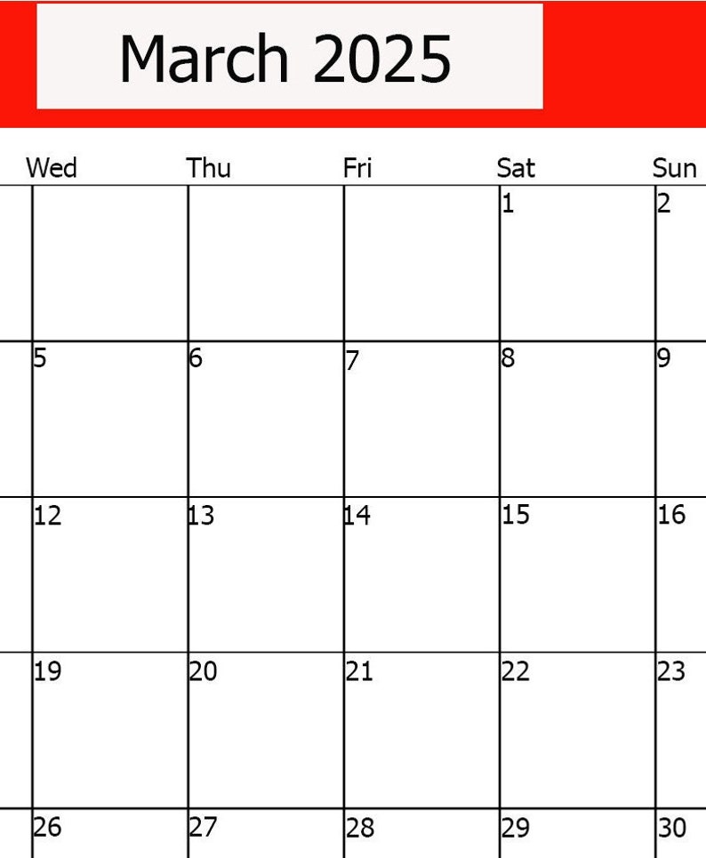March 2025 Calendar Printable, Calendar March 2025 Printable, Student