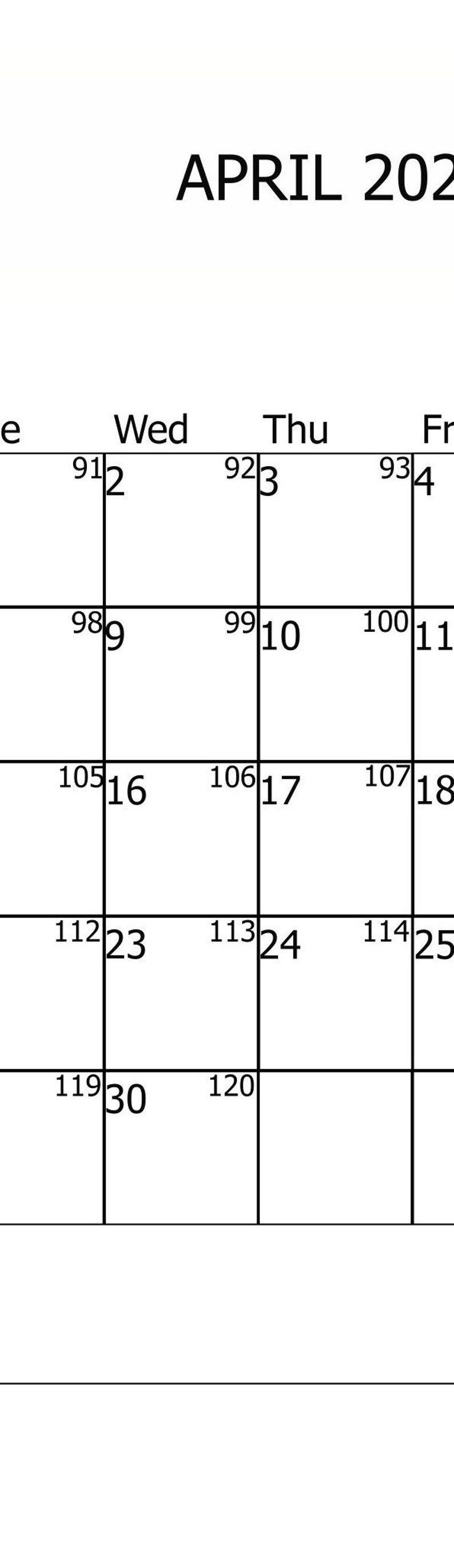 2025 April Printable Digital Calendar, Vertical Print, Digital Download
