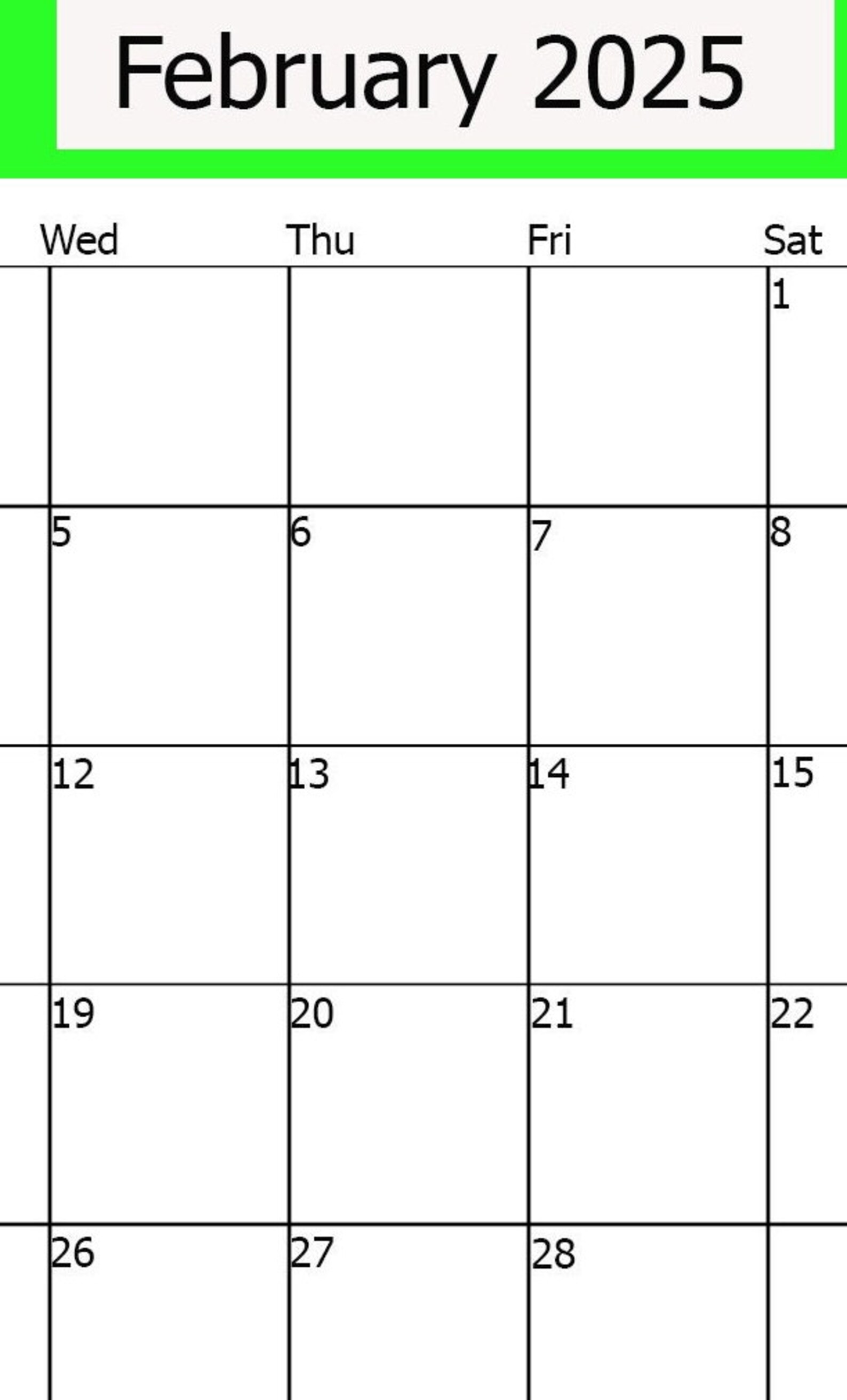 February Calendar2025 Calendarjpeg Calendarfebruary Printable ...