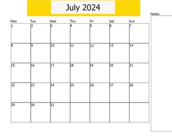 July 2024 Calendar|July 2024|July Printable|2024 Calendar|Editable July Calendar|Editable pdf calendar