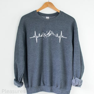 Mountain Heartbeat Sweatshirt, Mountain Lover Gifts, Mountain Shirt, Mountain Vacation Travel Sweatshirt, Outdoor Nature Hiking Lover Gifts