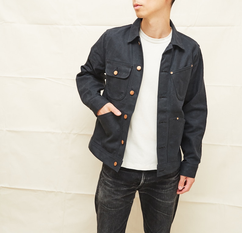 black waxed canvas jacket