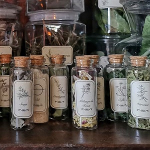 Ingredientes de brujería - Frascos de hierbas - Poción (Brujería, Bruja, Boticario, Ritual, Wicca, Wicca, Magia)