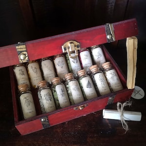 Witchcraft Chest of 14 Herb Vials - Witch Kit (Apothecary Potion, Witch Ingredients, Wicca, Witchcraft)