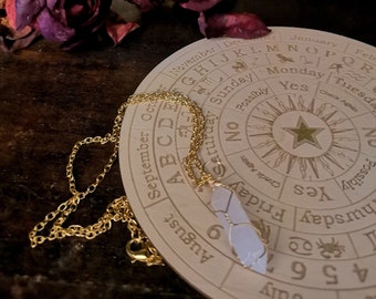Pendulum + Dowsing Board for Divinatory Arts (esotericism / ouija / witchcraft / wicca / witch / divination / magic spell / quartz / FRANCE