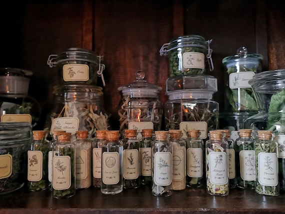 Ingrédients de Sorcellerie - Fioles d'herbes - Potion (Witchcraft, Witch, Apothicaire, Rituel, Wicca, Wiccan, Magie)
