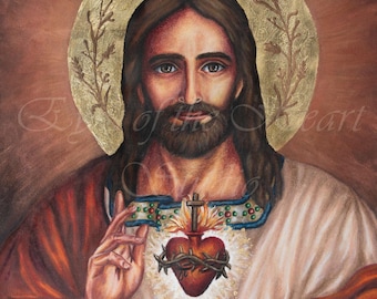 Enthronement Picture, Catholic Giclee Art Print (5x7, 8x10): "Sacred Heart of Jesus"