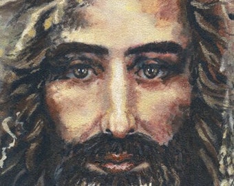 Face of Jesus Painting. Beautiful Catholic Christian Sacred Wall Art and Home Décor. Giclee Fine Art Print. Titled “His Holy Face”.