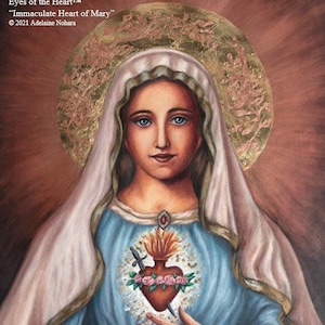 Immaculate Heart of Mary Enthronement Picture. Catholic housewarming gift.  Gift for her, mothers.  Entitled, "Immaculate Heart of Mary."