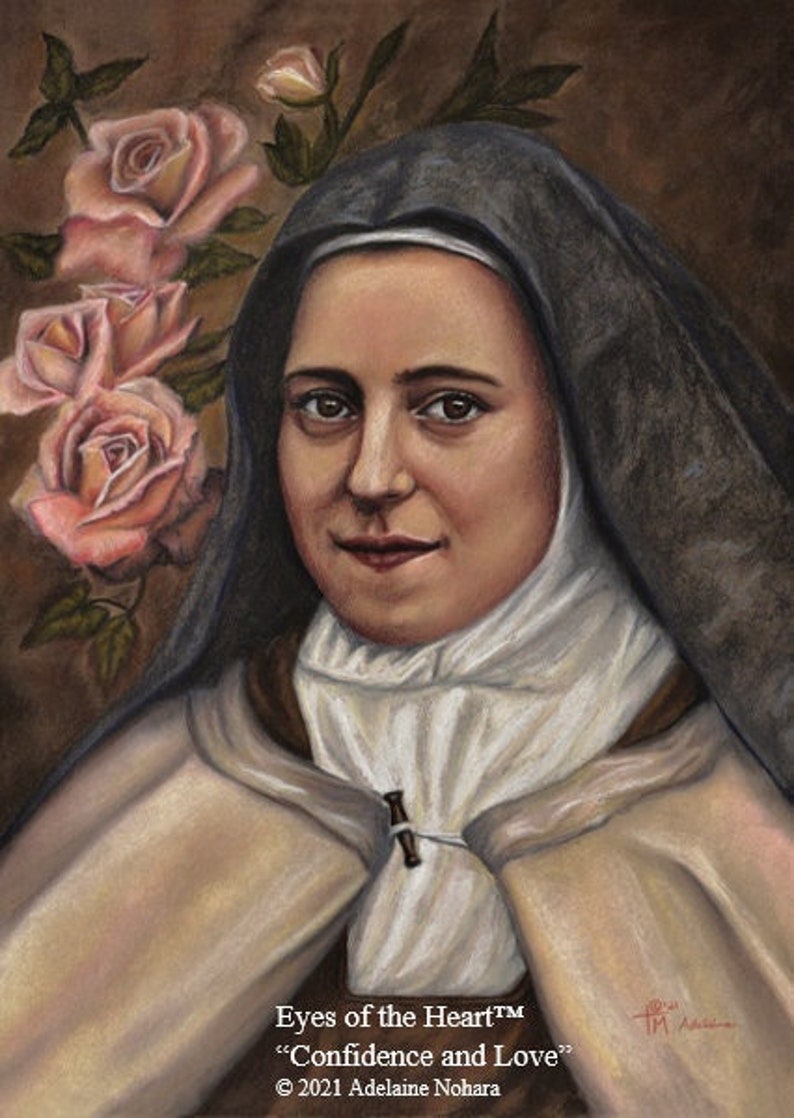 St. Therese of Lisieux Patron Saint Portrait. Beautiful Catholic Wall Art & Home Decor. Giclee Fine Art Print. Titled Confidence and Love. image 1