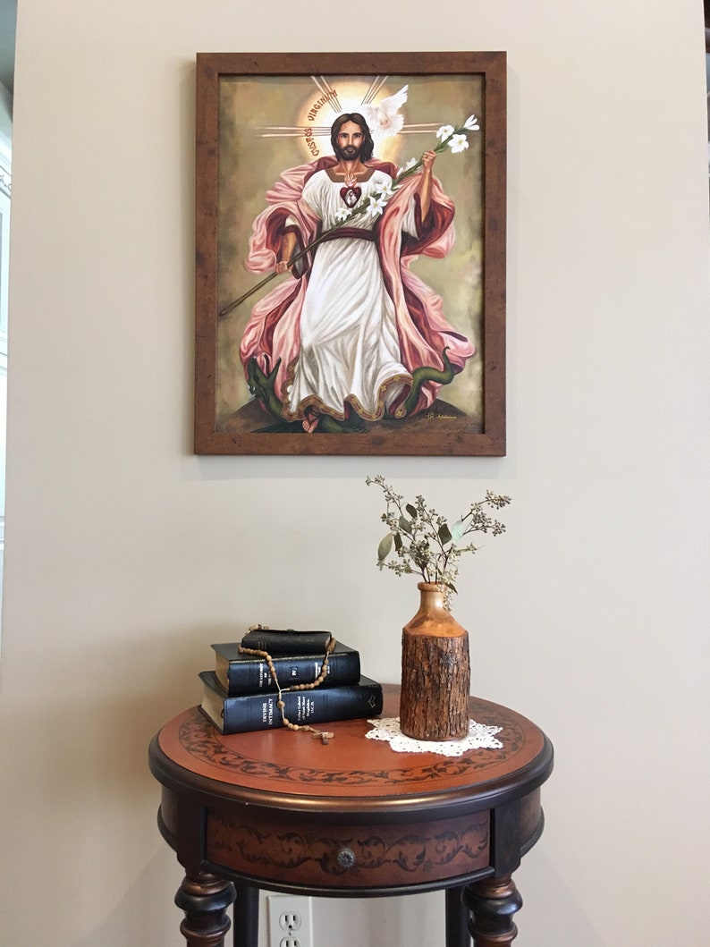 St. Joseph, Guardian of Virgins. Beautiful, Powerful, Original Catholic devotional image. Giclee Fine Art Print. Titled Custos Virginum. image 5