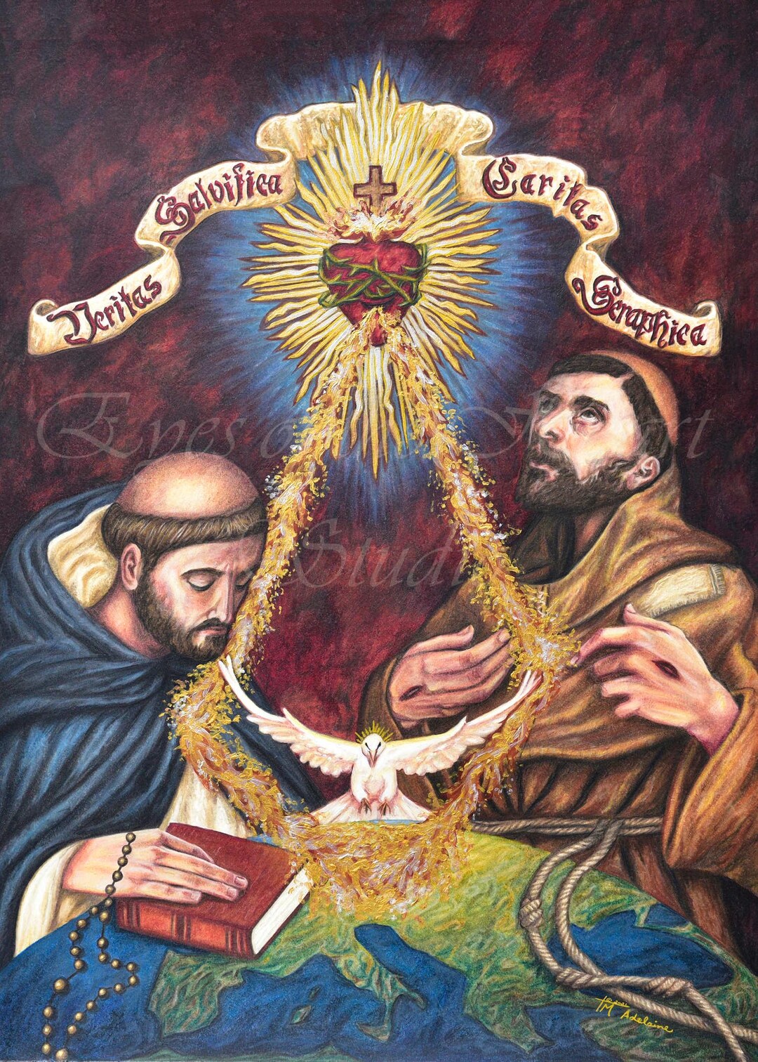 St. Dominic and Francis Patron Saint Portrait. Beautiful Catholic Wall ...