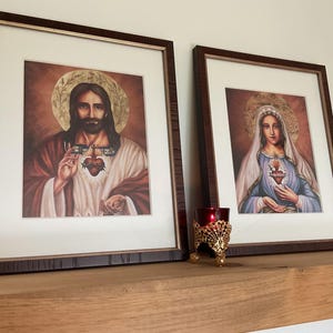 Set of TWO Enthronement Pictures at a Discounted Price: The Sacred Heart of Jesus and the Immaculate Heart of Mary.