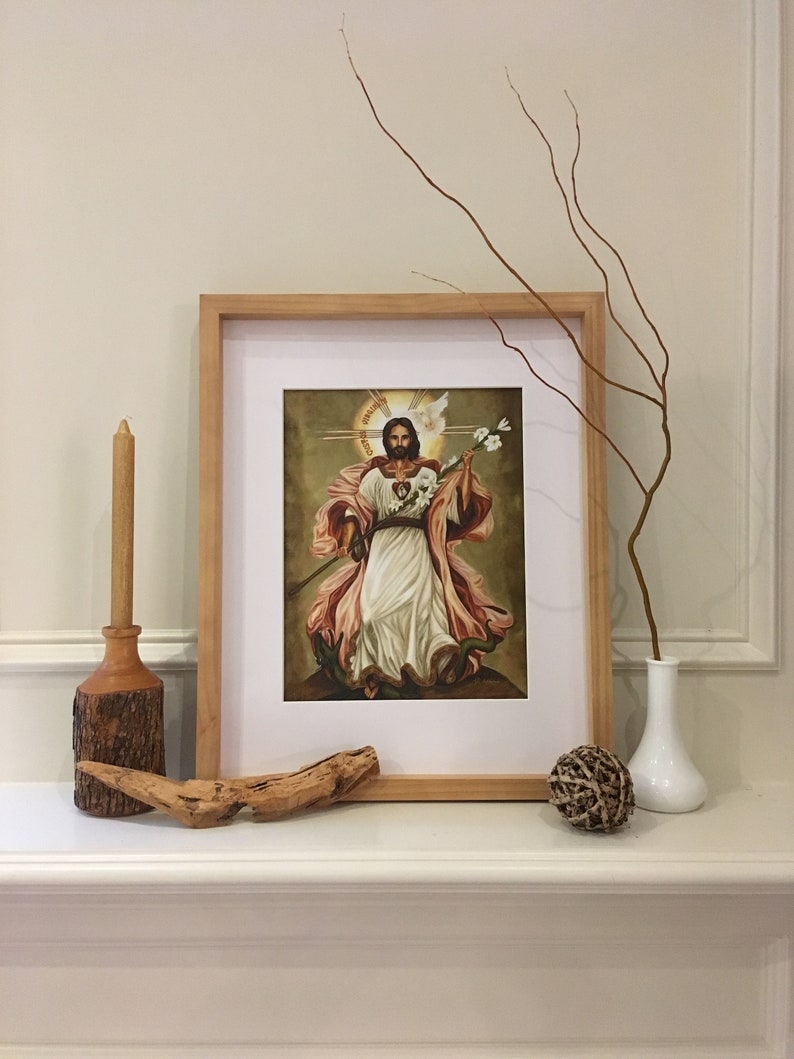 St. Joseph, Guardian of Virgins. Beautiful, Powerful, Original Catholic devotional image. Giclee Fine Art Print. Titled Custos Virginum. image 4