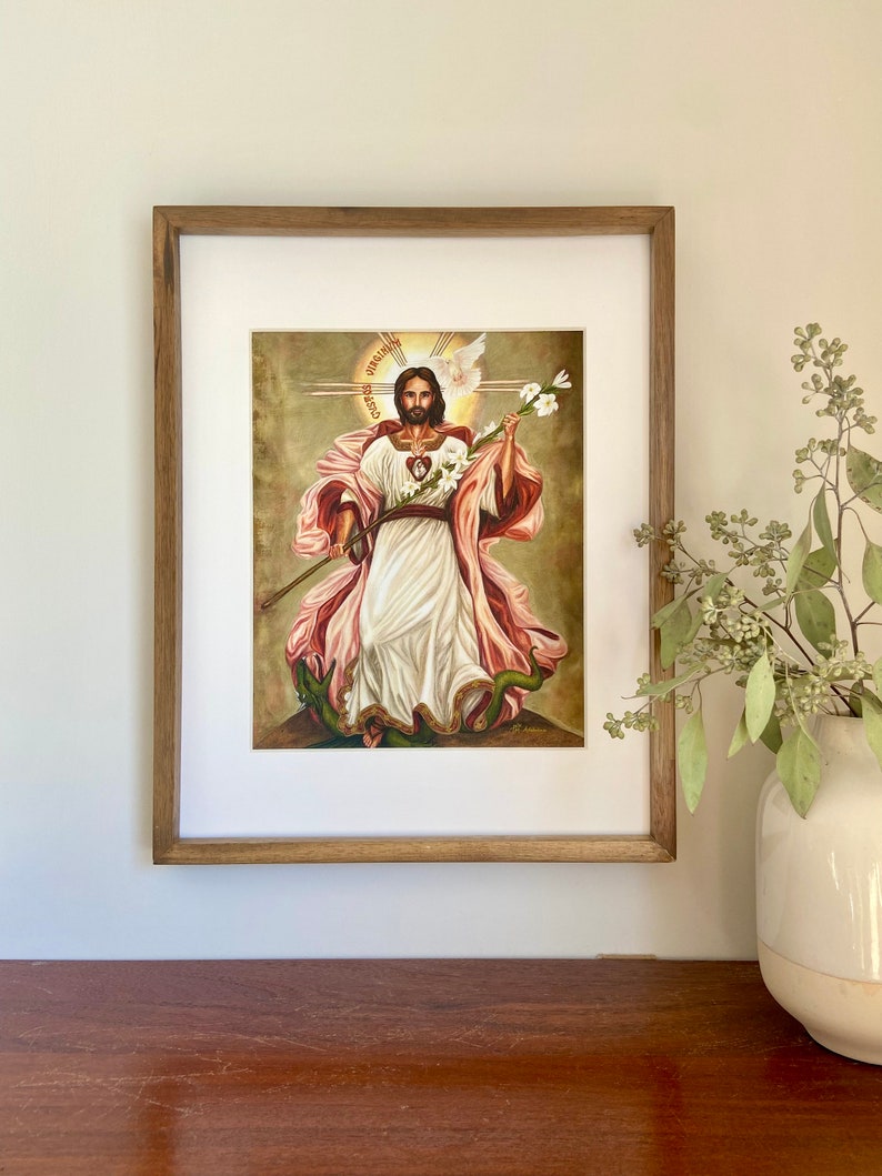 St. Joseph, Guardian of Virgins. Beautiful, Powerful, Original Catholic devotional image. Giclee Fine Art Print. Titled Custos Virginum. image 2