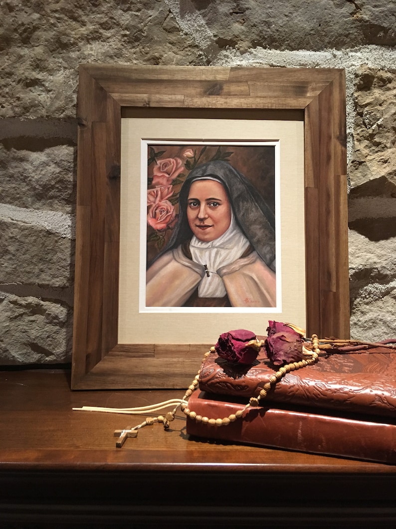 St. Therese of Lisieux Patron Saint Portrait. Beautiful Catholic Wall Art & Home Decor. Giclee Fine Art Print. Titled Confidence and Love. image 2