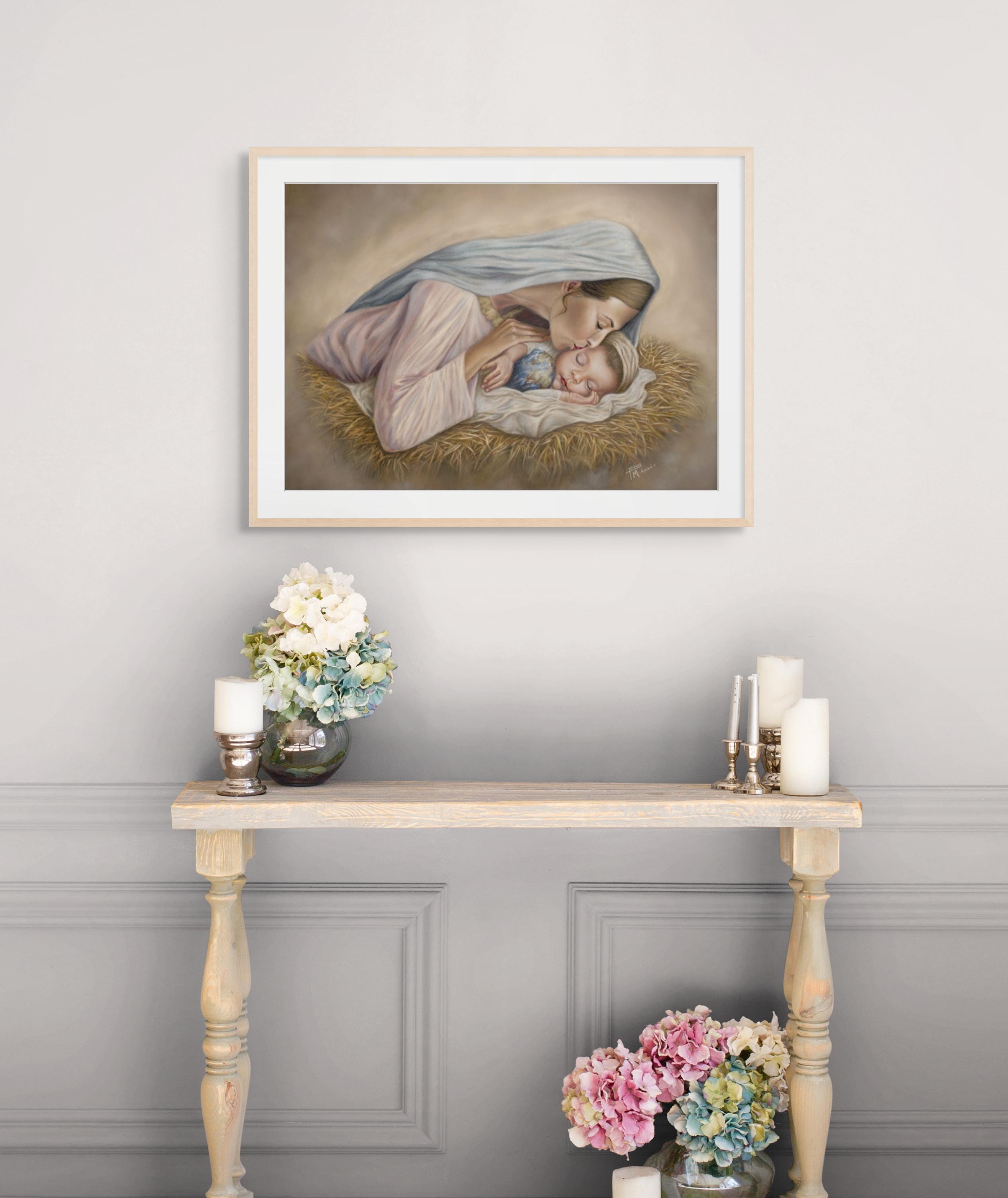 Madonna and Child Catholic Christian Giclee Nativity Print (5x7, 8x10 ...