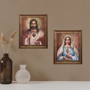 Set of TWO Enthronement Pictures at a Discounted Price: The Sacred Heart of Jesus and the Immaculate Heart of Mary.