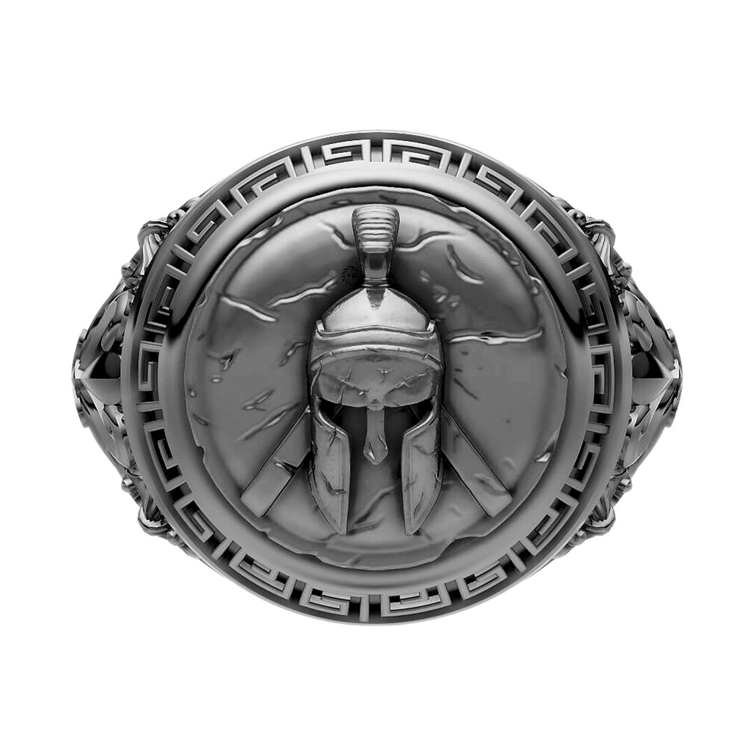 Solid Sterling Silver Ancient Greek Spartan Warrior Leonidas Sculptured ...