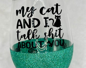 My Cat & I Glitter Glass