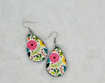 Boho Floral Teardrop Earrings, Spring Fashion Jewelry