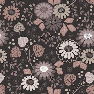 108 Inch Wide Back - Floral on Dark Earth from Lewis and Irene - Quilt Fabric