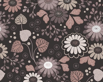 108 Inch Wide Back - Floral on Dark Earth from Lewis and Irene - Quilt Fabric