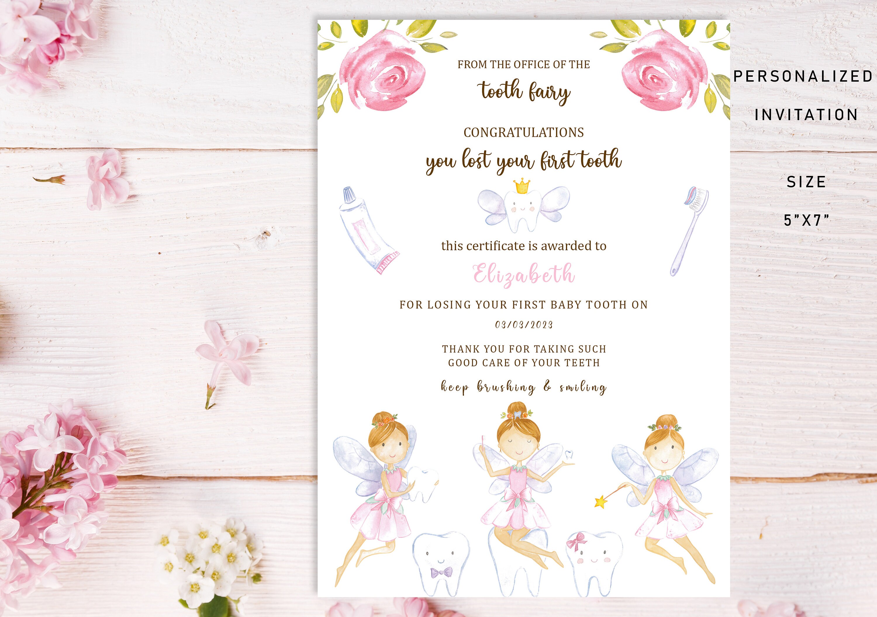 Lettre de fée des dents certificat de fée des dents Etsy France