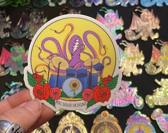 JRAD drumming octopus sticker