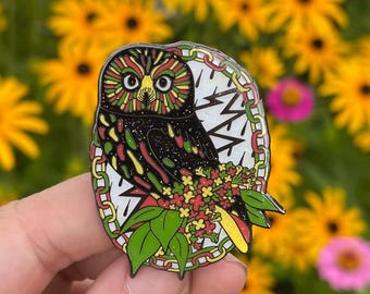 Emaille Pin - Rasta Saw-Whet Owl