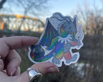 Loose on the Town Dragon Rainbow Holographic Sticker