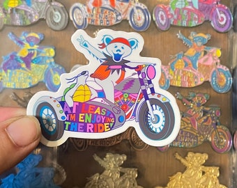 Hell in a Bucket Motorcycle Sticker Rainbow