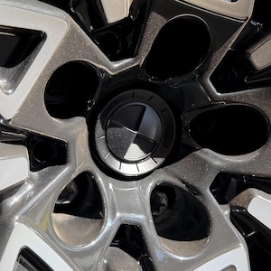 BMW Compatible 56mm Hub Caps and 74/82/95mm Hood Trunk Emblem Set